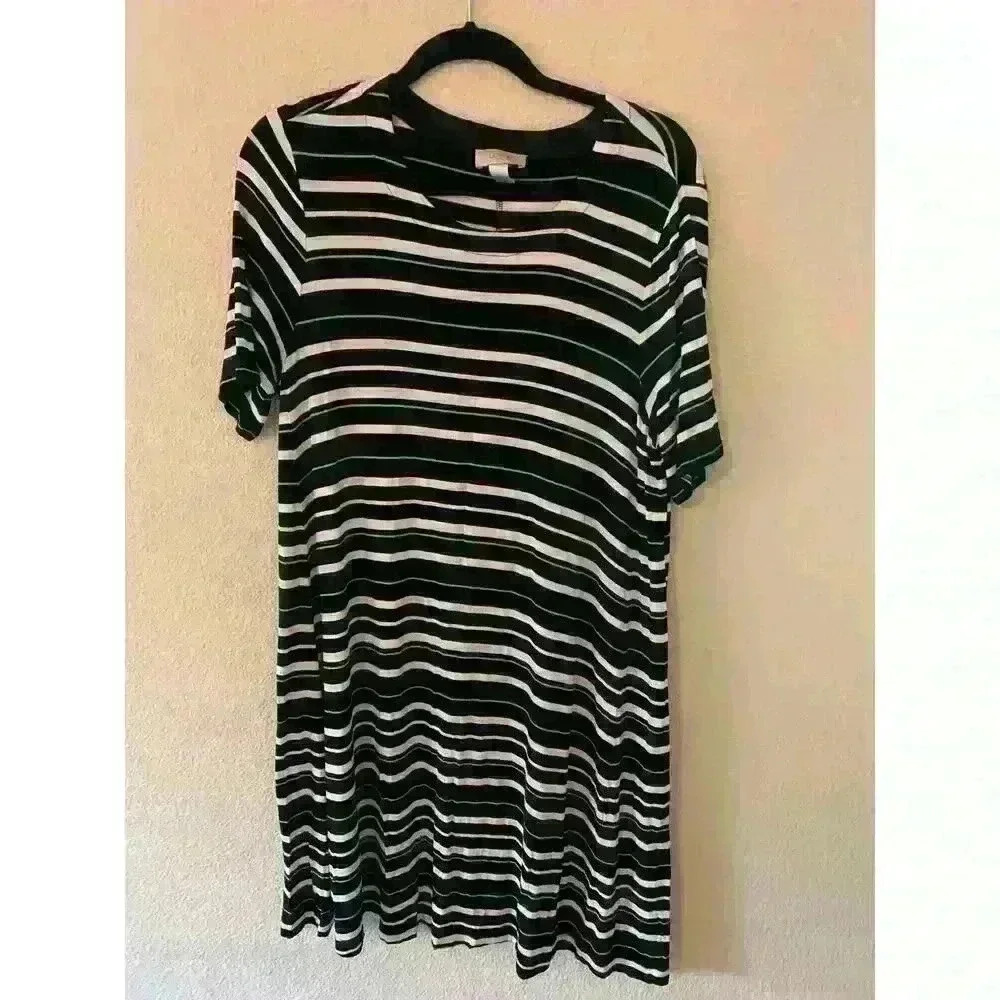 Loft Striped Dress sz L t shirt dress teacher casual comfy fall winter preppy